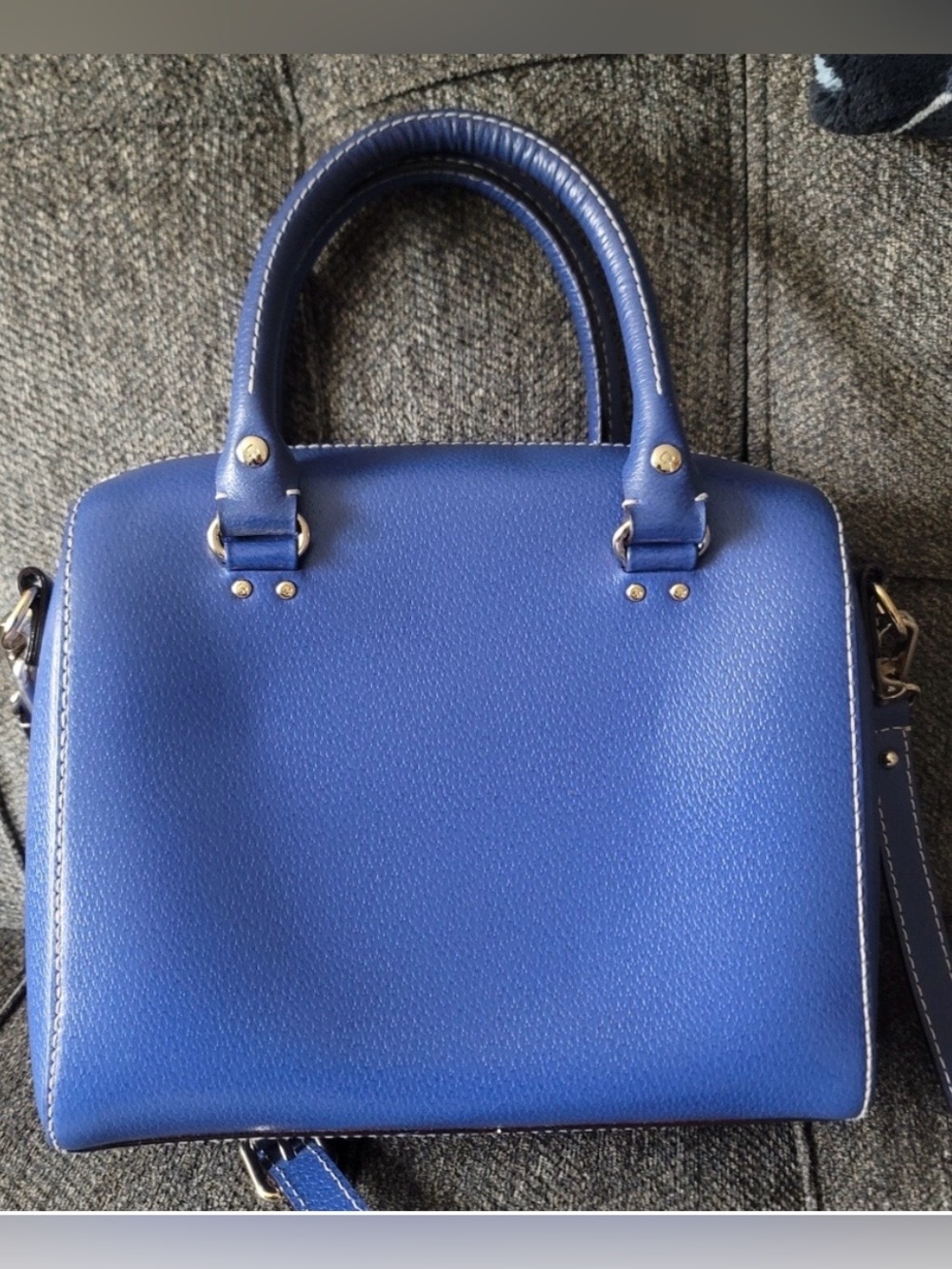 Kate Spade Wellesley Alessa Holiday Blue Leather Satchel Crossbody Bag - EUC - Picture 9 of 15